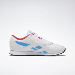 Reebok Classic Nylon Turnschuhe Damen - Weiß/Rosa/Blau/Schwarz - DE 082-ASW